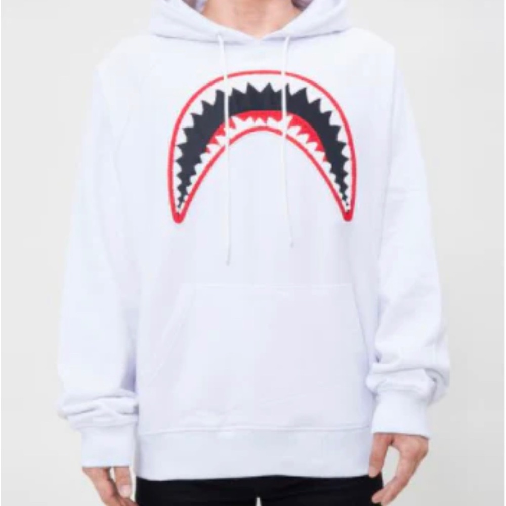 Eternity White Shark Mouth Hoodie Men’s Crew Neck Sweater Shirt Size Large